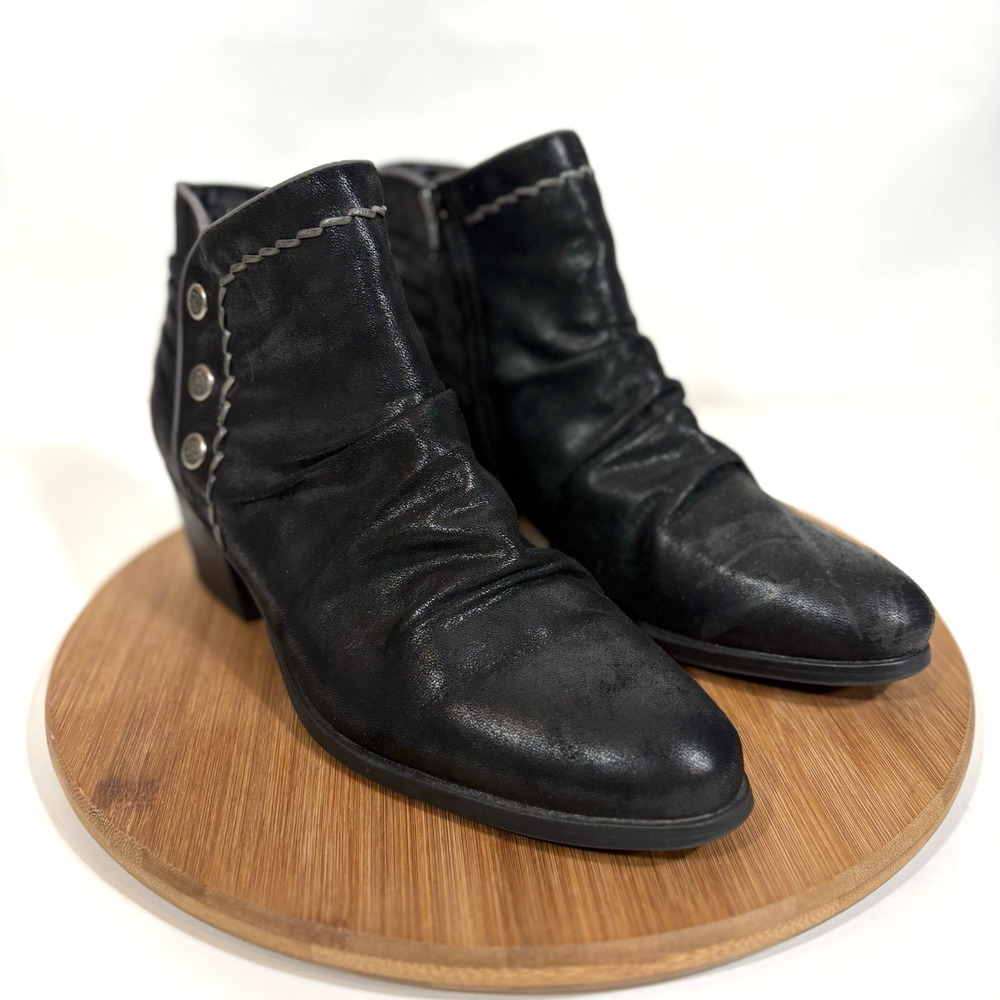 BARETRAPS Black Boots Bethany Women’s Ankle Booties Shoes Side Zip 10 M Buttons